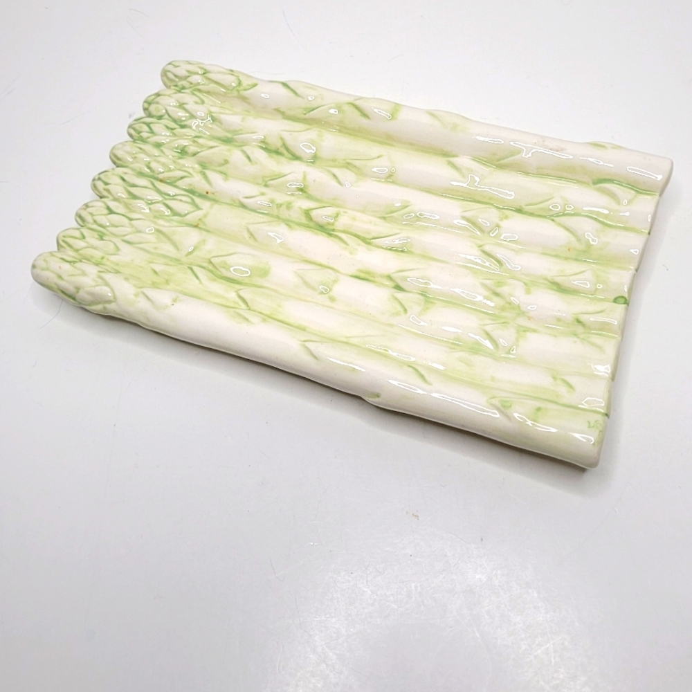 Asparagus Shape Serving Tray Dish Vintage Ceramic Excellent Condition